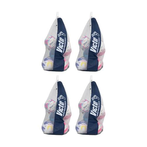 4PK Victor Sports Mesh Ball Bag L Holds 15 Size 5 Balls W/ Drawstring Closing