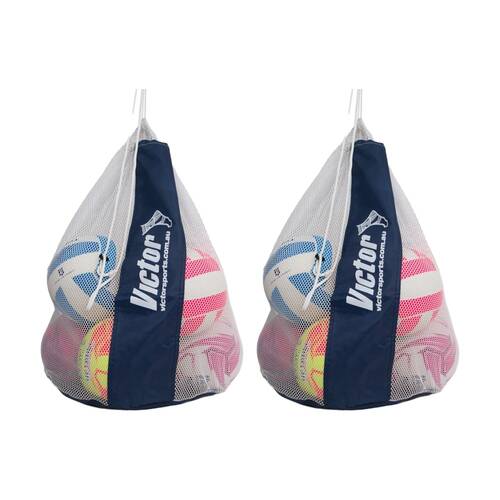 2PK Victor Sports Mesh Ball Bag Small Holds 5 Size Balls W/ Drawstring Closing
