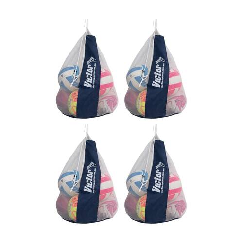 4PK Victor Sports Mesh Ball Bag Small Holds 5 Size Balls W/ Drawstring Closing