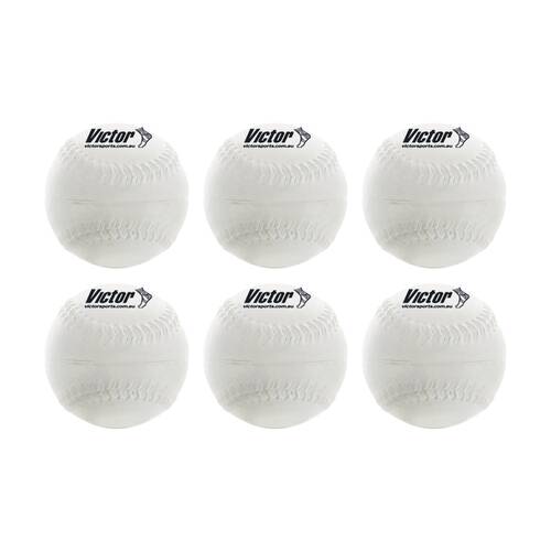6PK Victor Sports Baseball Rubber Kapok Practice Training Ball 9 In
