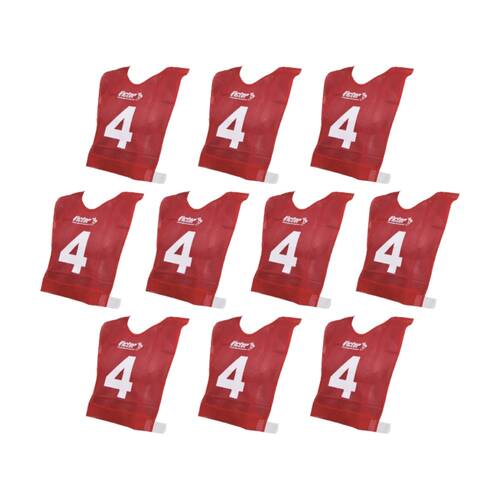 10pc Victor Sports Lightweight Numbered Bibs?Basketball Set Red Junior