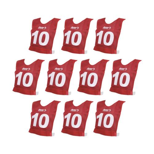 10pc Victor Sports Lightweight Numbered Bibs?Basketball Set Red Senior
