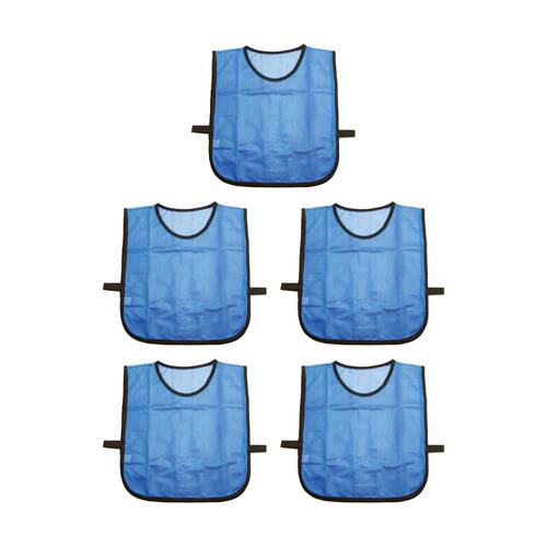 5PK Victor Sports Lightweight Fitness/Training Mesh Tab Bibs Blue Small