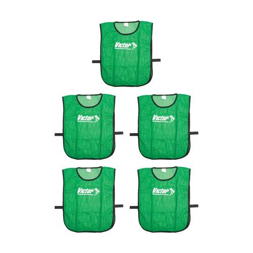 5PK Victor Sports Lightweight Fitness/Training Mesh Tab Bibs Green Large