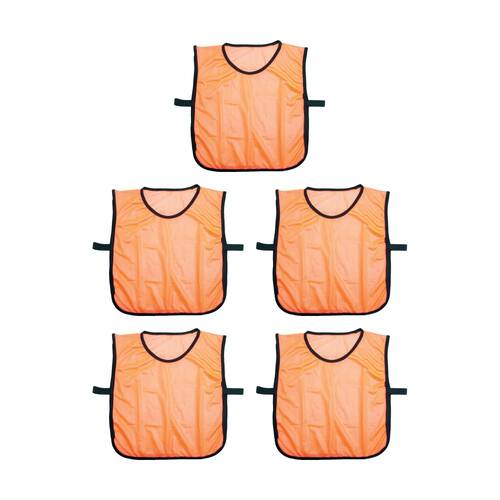 5PK Victor Sports Lightweight Fitness/Training Mesh Tab Bibs Orange Small
