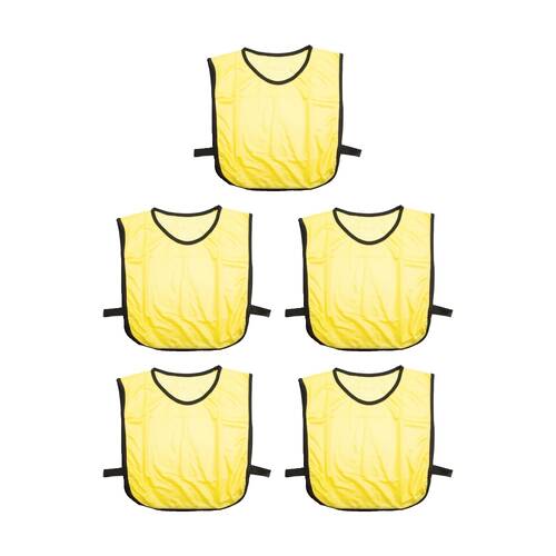 5PK Victor Sports Lightweight Fitness/Training Mesh Tab Bibs Yellow Small