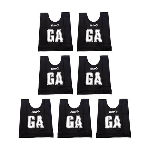 7pc Victor Sports Bibs Netball Junior Breathable Honeycomb Black