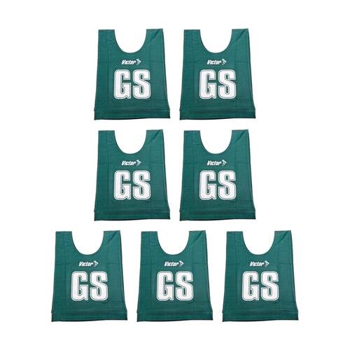 7pc Victor Sports Bibs Netball Senior Breathable Honeycomb Bottle Green