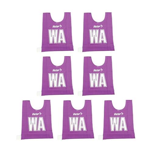 7pc Victor Sports Bibs Netball Senior Breathable Honeycomb Purple