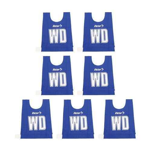 7pc Victor Sports Bibs Netball Senior Breathable Honeycomb Royal Blue