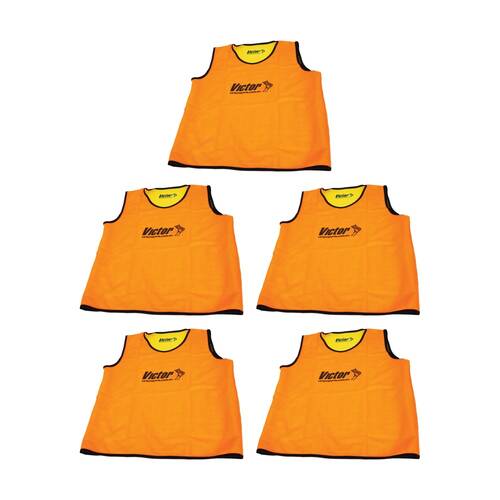 5PK Victor Sports Reversible Lightweight Fitness/Training Vest Orange/Yellow XL