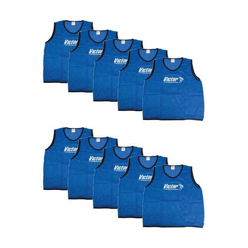 10PK Victor Sports Lightweight Mesh Fitness/Training Vest Blue X-Large