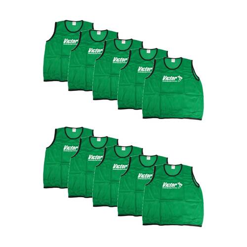 10PK Victor Sports Lightweight Mesh Fitness/Training Vest Green X-Large