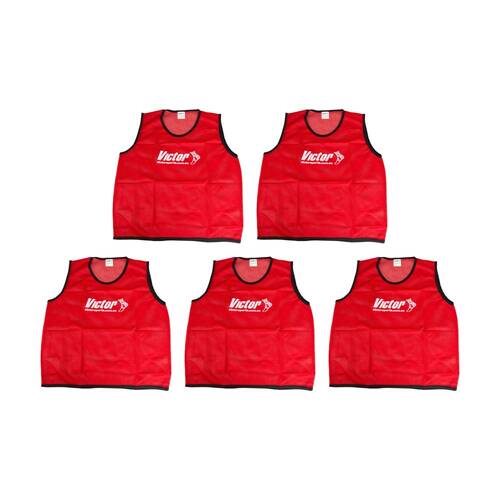 5PK Victor Sports Lightweight Mesh Fitness/Training Vest Red Medium