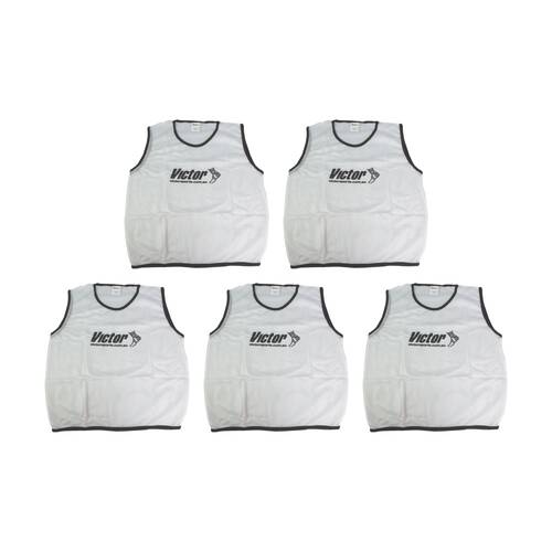 5PK Victor Sports Lightweight Mesh Fitness/Training Vest White Large