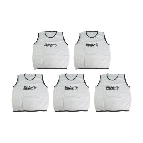 5PK Victor Sports Lightweight Mesh Fitness/Training Vest White X-Large