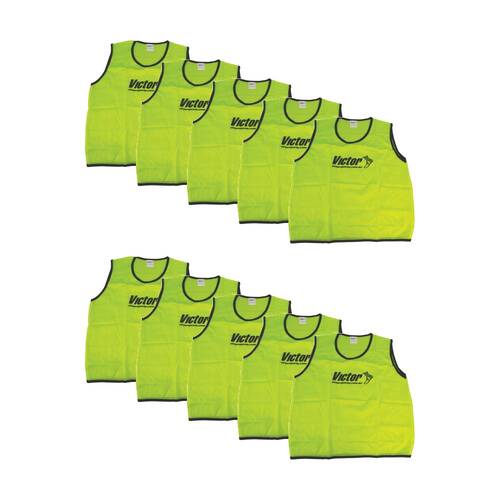 10PK Victor Sports Lightweight Mesh Fitness/Training Vest Yellow Medium
