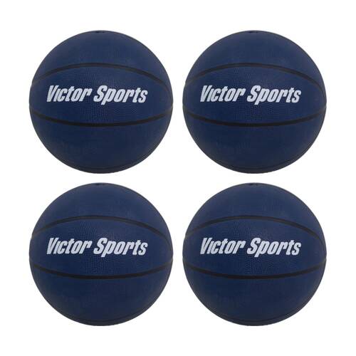 4PK Victor Sports Heavy Duty Durable Rubber Basketball Blue Size 6