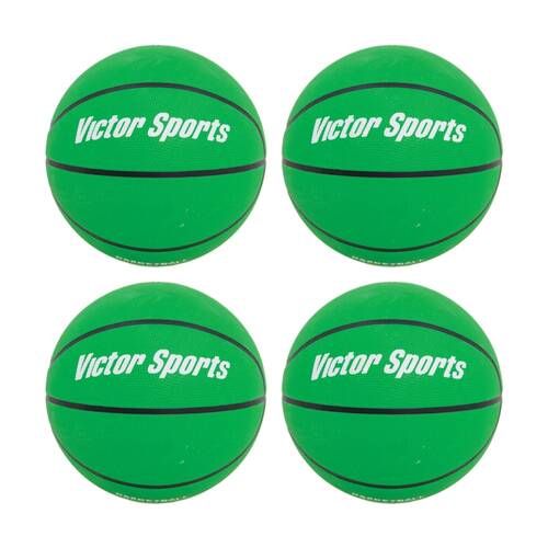 4PK Victor Sports Heavy Duty Durable Rubber Basketball Green Size 5