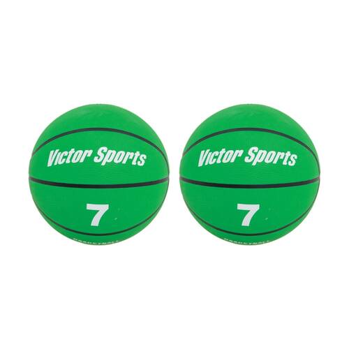 2PK Victor Sports Heavy Duty Durable Rubber Basketball Green Size 7