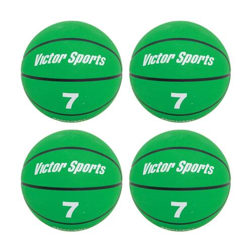 4PK Victor Sports Heavy Duty Durable Rubber Basketball Green Size 7