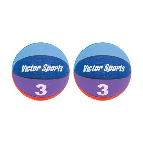 2PK Victor Sports Heavy Duty Durable Rubber Basketball Multi Colour Size 3