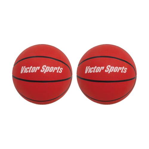 2PK Victor Sports Heavy Duty Durable Rubber Basketball Red Size 5