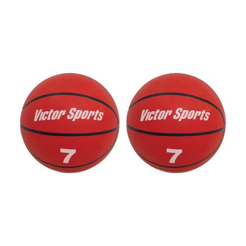 2PK Victor Sports Heavy Duty Durable Rubber Basketball Red Size 7