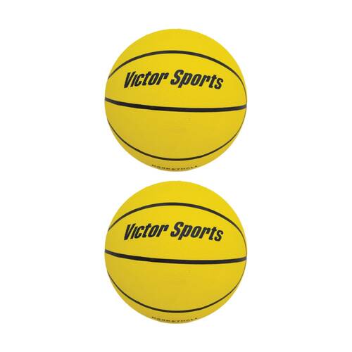 2PK Victor Sports Heavy Duty Durable Rubber Basketball Yellow Size 5