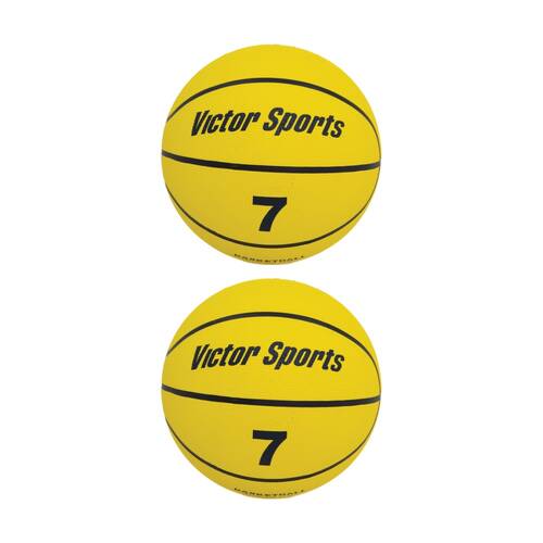 2PK Victor Sports Heavy Duty Durable Rubber Basketball Yellow Size 7