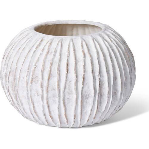 E Style Adelina Vase Ceramic Ribbed Texture Decor White/Brown 46x46x31cm