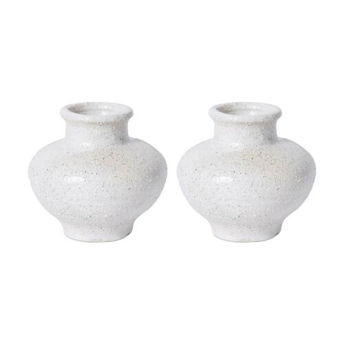 2PK E Style Gugu Neck Vase Elegant Ceramic Decorative Piece White 12x12x11cm