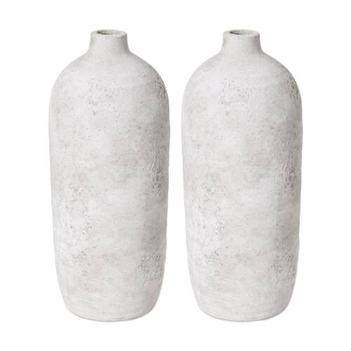 2PK E Style Joeli Vase Ceramic Organic Decorative Piece Stone 12x12x28cm