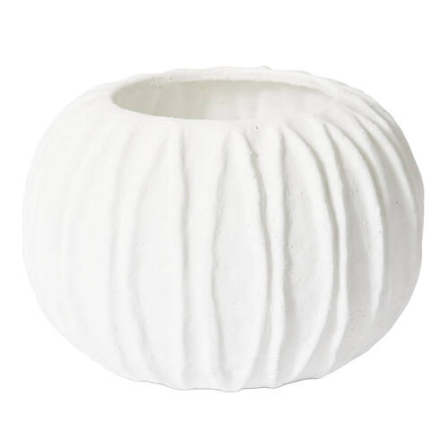 E Style Adelina Vase Ceramic Ribbed Texture Decor White 31x31x21cm