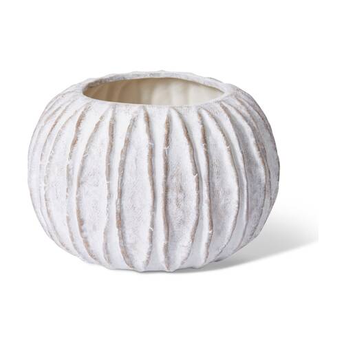 E Style Adelina Vase Ceramic Ribbed Texture Decor White 31x31x21cm