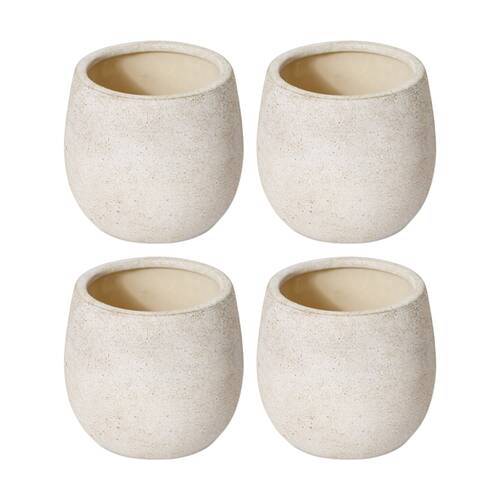 4PK E Style Olsen Pot Ceramic Elegant Decorative Vessel Cream 10x10x9cm