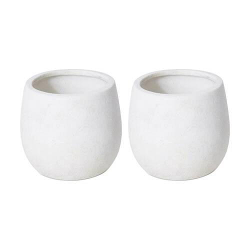2PK E Style Olsen Pot Ceramic Elegant Decorative Vessel White 10x10x9cm