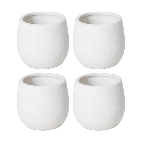 4PK E Style Olsen Pot Ceramic Elegant Decorative Vessel White 10x10x9cm