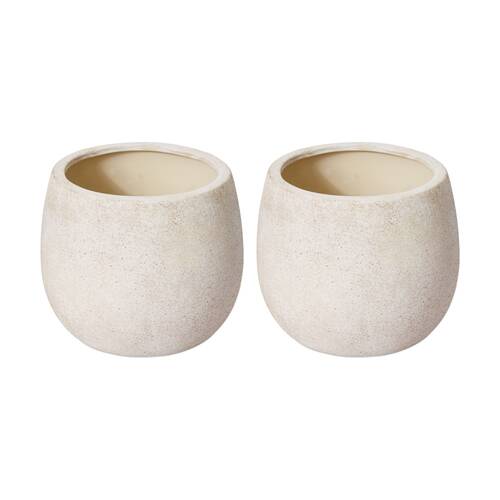 2PK E Style Olsen Pot Ceramic Stylish Decorative Piece Cream 14x14x12cm