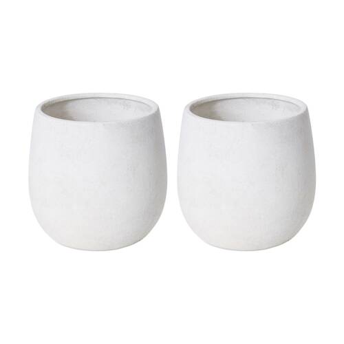 2PK E Style Olsen Pot Ceramic Vessel Stylish Home Decor White 21x21x19cm