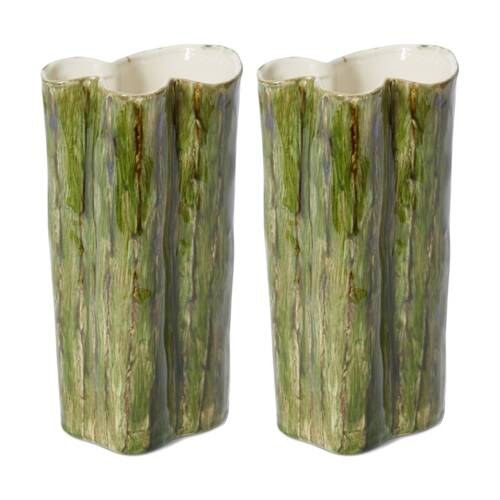 2PK E Style Kimani Tall Vase Ceramic Organic Home Decor Green 13x10x26cm