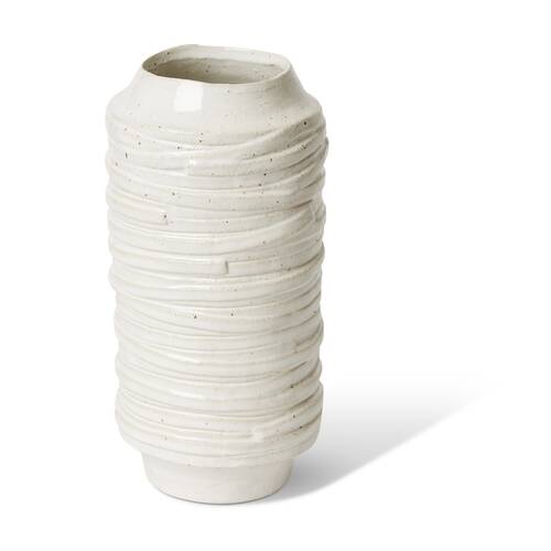 E Style Ellema Vase Ceramic Minimalist Home Decor White 16x16x32cm