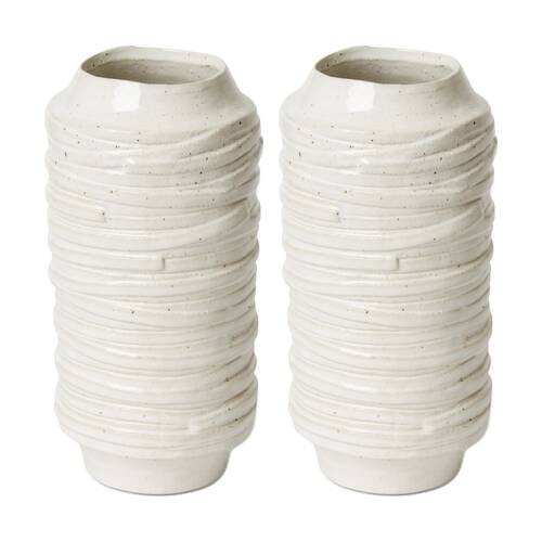 2PK E Style Ellema Vase Ceramic Minimalist Home Decor White 16x16x32cm