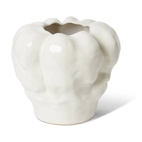 E Style Indusa Vase Glazed Organic Ceramic Decorative Vessel White 29x29x26cm