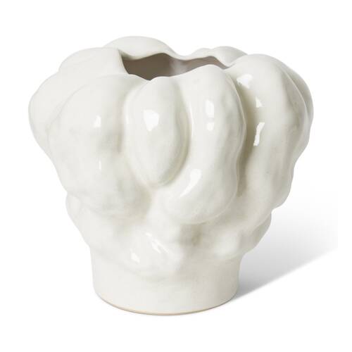 E Style Indusa Vase Glazed Organic Ceramic Decorative Vessel White 35x34x31cm
