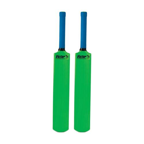 2PK Victor Sports Plastic Cricket Bat Rubber Grip Size 2 Colour Green
