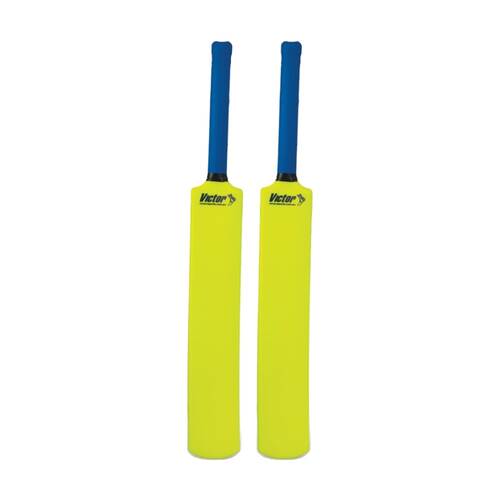 2PK Victor Sports Plastic Cricket Bat Rubber Lightweight Size 6 Yellow