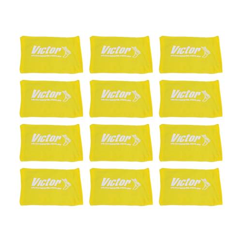 12PK Victor Sports Bean Bag Solid Plastic Fill Educational Sport Yellow 10x15cm