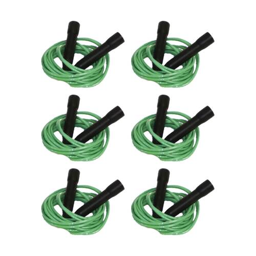 6PK Victor Sports Skipping Rope Easy Grip Handles Fitness Exercise Tool Grn 2.4m