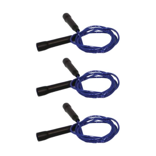 3PK Victor Sports Skipping Rope Easy Grip Handles Fitness Exercise Tool Blu 2.7m